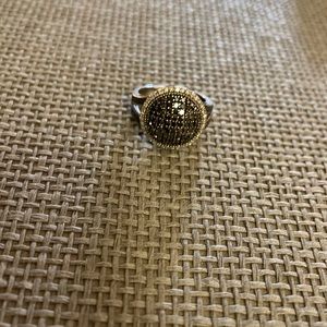VERSANI  black diamond and silver ring